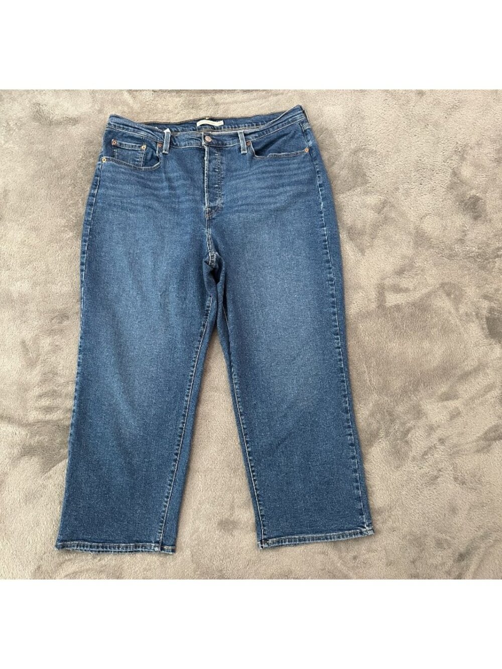 Levi's Medium Blue High-Rise Straight Crop Jeans